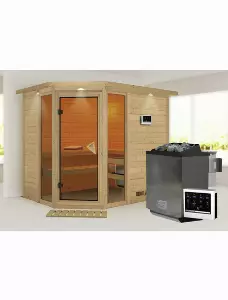 Sauna »Kohila 3«, inkl. 9 kW Bio-Kombi-Saunaofen mit externer Steuerung, für 4 Personen