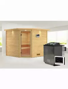 Sauna »Leona«, inkl. 9 kW Bio-Kombi-Saunaofen mit externer Steuerung, für 4 Personen