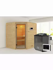 Sauna »Mia«, inkl. 9 kW Bio-Kombi-Saunaofen mit externer Steuerung, für 3 Personen