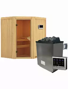 Sauna »Narva«, inkl. 9 kW Saunaofen mit externer Steuerung, für 3 Personen