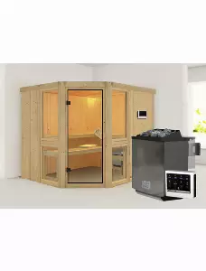 Sauna »Pölva 3«, inkl. 9 kW Bio-Kombi-Saunaofen mit externer Steuerung, für 4 Personen