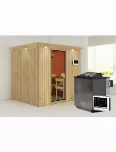 Sauna »Rakvere«, inkl. 9 kW Bio-Kombi-Saunaofen mit externer Steuerung, für 3 Personen