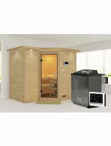 Sauna »Riga 2«, inkl. 9 kW Bio-Kombi-Saunaofen mit externer Steuerung, für 4 Personen