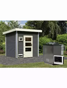Saunahaus, BxTxH: 231 x 196 x 238 cm, 9 kW Bio-Kombi-Ofen mit digitaler Steuerung