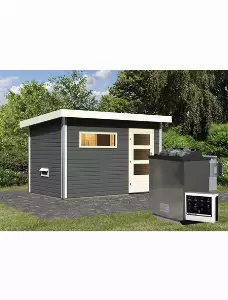 Saunahaus, BxTxH: 336 x 196 x 228 cm, 9 kW Bio-Kombi-Ofen mit digitaler Steuerung