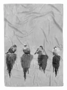 Sinus Art Handtücher »Handtuch Strandhandtuch Saunatuch Kuscheldecke Grau kleine Vögel« (1-St), Handtuch