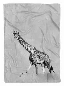 Sinus Art Handtücher »Handtuch Strandhandtuch Saunatuch Kuscheldecke Grau Giraffe Motiv Afrika« (1-St), Handtuch