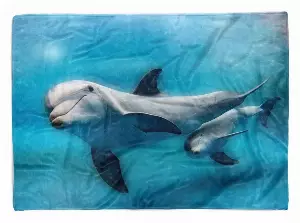 Sinus Art Handtücher »Handtuch Strandhandtuch Saunatuch Kuscheldecke mit Tiermotiv Delfinen Mama mit« (1-St), Handtuch