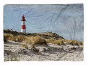 Sinus Art Handtücher »Handtuch Strandhandtuch Saunatuch Kuscheldecke mit Fotomotiv Leuchtturm Nordsee« (1-St), Handtuch