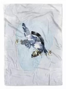 Sinus Art Handtücher »Handtuch Strandhandtuch Saunatuch Kuscheldecke Taube Aquarell Motiv Blautöne Kunstvoll Duschhan« (1-St), Handtuch