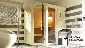 weka Design-Sauna CUBILIS Gr. 1 Sparset 7,5 kW BioS inkl. digitaler Steuerung, Glastür und Fenster