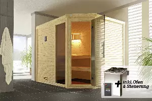 weka Design-Sauna CUBILIS Gr. 3 Sparset 7,5 kW BioS inkl. digitaler Steuerung, Glastür und Fenster