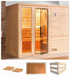 weka Sauna »Bergen 3«, BxTxH: 248 x 198 x 203,5 cm, 45 mm, ohne Ofen