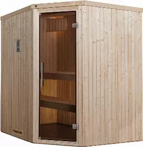 weka Sauna »Varberg«, BxTxH: 194 x 177 x 199 cm, 68 mm, (Set) 7,5 kW Bio-Ofen mit digitaler Steuerung