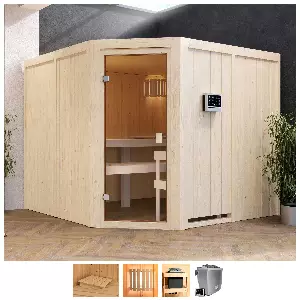 welltime Sauna »Evka«, 9-kW-Bio-Ofen mit ext. Steuerung