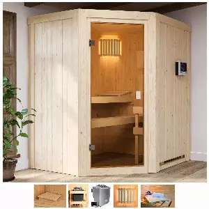 welltime Sauna »Fedder«, 4,5-kW-Bio-Ofen mit ext. Steuerung