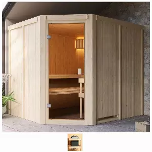 welltime Sauna »Henrika«, BxTxH: 231 x 196 x 198 cm, 68 mm, ohne Ofen