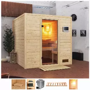 welltime Sauna »Jacky«, BxTxH: 195 x 195 x 187 cm, 38 mm, 4,5-kW-Bio-Ofen mit ext. Steuerung