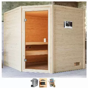 welltime Sauna »Tami«, BxTxH: 195 x 195 x 187 cm, 38 mm, 4,5-kW-Ofen mit ext. Steuerung