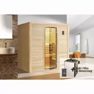 weka Premium Massivholz-Sauna Bergen Gr. 1 Sparset 7,5 kw OS