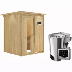 KARIBU Sauna »Ogershof«, inkl. 3.6 kW Saunaofen mit externer Steuerung, für 3 Personen - beige