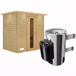 KARIBU Sauna »Welonen«, inkl. 3.6 kW Saunaofen mit integrierter Steuerung, für 3 Personen - beige