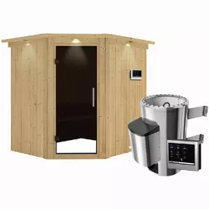 KARIBU Sauna »Talsen«, inkl. 3.6 kW Saunaofen mit externer Steuerung, für 3 Personen - beige