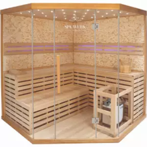 Mila XL DELUXE Traditionalle Sauna Indoor mit Natursteinwand
