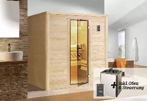 weka Premium Massivholz-Sauna Bergen Gr. 1 Sparset 7,5 kw OS GLO782281639