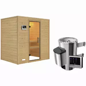 KARIBU Sauna »Welonen«, inkl. 3.6 kW Saunaofen mit externer Steuerung, für 3 Personen - beige