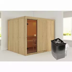 WOODFEELING Sauna »Nybro«, inkl. Saunaofen mit integrierter Steuerung, für 5 Personen - beige