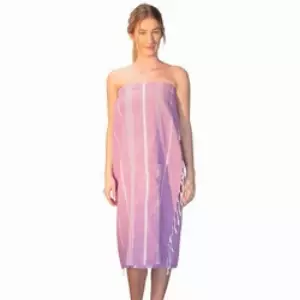 my Hamam Kilt Saunakilt für Damen, lila weiß, Langform, Baumwolle, Tasche, Klettverschluss, mit Gummibund & Klettverschluss lila