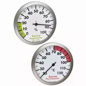TFA Dostmann Raumthermometer Sauna analoges Thermometer-Hygrometer Set TFA 40.1053.54.99