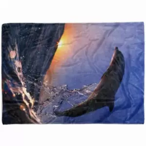 Sinus Art Handtücher Handtuch Strandhandtuch Saunatuch Kuscheldecke mit Fotomotiv Delfin Meer Wasser, Baumwolle-Polyester-Mix (1-St), Handtuch 70 cm x 140 cm